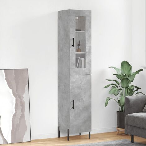 Buffet haut,Buffet de salon,Commode Meuble de rangement,Style Industriel Gris béton 34,5x34x180 cm Bois d'ingénierie VNWE801455 (1/5)