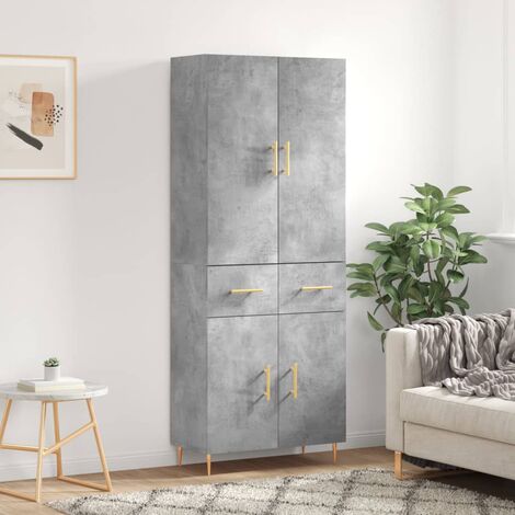 Buffet haut,Buffet de salon,Commode Meuble de rangement,Style Industriel Gris béton 69,5x34x180 cm Bois d'ingénierie VNWE160709 (1/5)