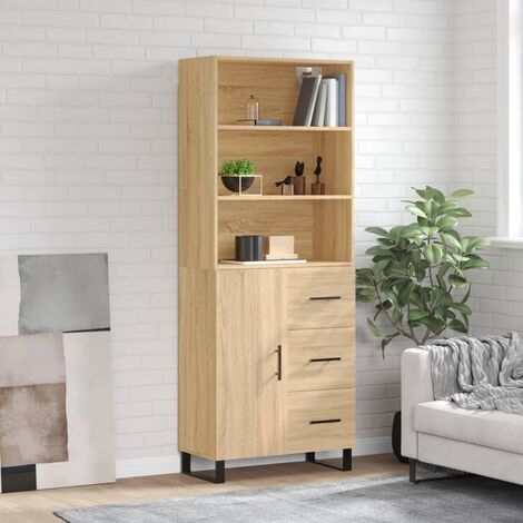 Buffet haut,Buffet de salon,Commode Meuble de rangement,Style Industriel Chêne sonoma 69,5x34x180 cm Bois d'ingénierie VNWE847902 (1/5)