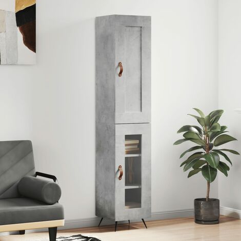 Buffet haut,Buffet de salon,Commode Meuble de rangement,Style Industriel Gris béton 34,5x34x180 cm Bois d'ingénierie VNWE115736 (1/5)