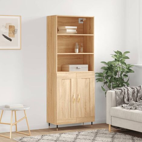 Buffet haut,Buffet de salon,Commode Meuble de rangement,Style Industriel Chêne sonoma 69,5x34x180 cm Bois d'ingénierie VNWE997137 (1/5)