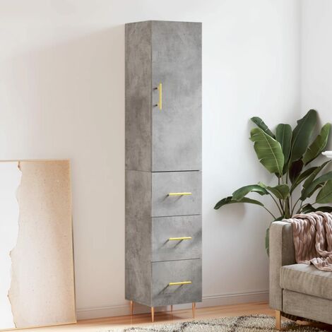 Buffet haut，Buffet de salon，Commode Meuble de rangement，Style Industriel Gris béton 34,5x34x180 cm Bois d'ingénierie VNWE152803 (1/5)