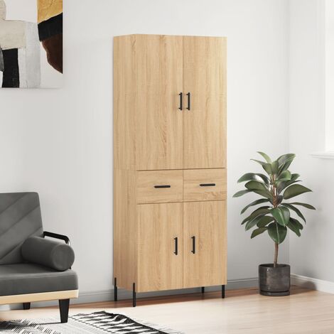 Buffet haut，Buffet de salon，Commode Meuble de rangement，Style Industriel Chêne sonoma 69,5x34x180 cm Bois d'ingénierie VNWE144858 (1/5)