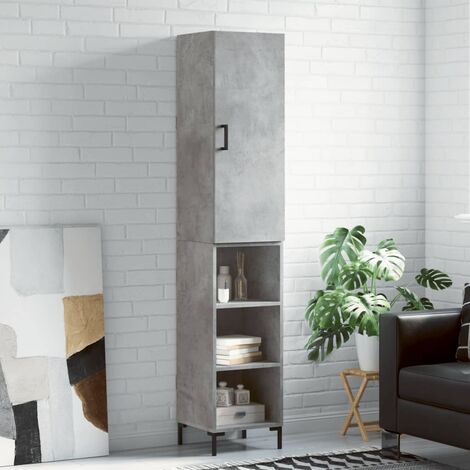 Buffet haut,Buffet de salon,Commode Meuble de rangement,Style Industriel Gris béton 34,5x34x180 cm Bois d'ingénierie VNWE254126 (1/5)