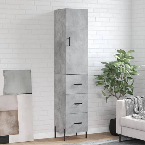 Buffet haut，Buffet de salon，Commode Meuble de rangement，Style Industriel Gris béton 34,5x34x180 cm Bois d'ingénierie VNWE206624 (1/5)