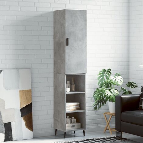 Buffet haut,Buffet de salon,Commode Meuble de rangement,Style Industriel Gris béton 34,5x34x180 cm Bois d'ingénierie VNWE568161 (1/5)