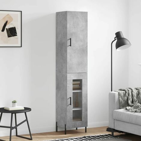 Buffet haut，Buffet de salon，Commode Meuble de rangement，Style Industriel Gris béton 34,5x34x180 cm Bois d'ingénierie VNWE113200 (1/5)