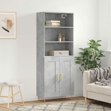 Buffet haut，Buffet de salon，Commode Meuble de rangement，Style Industriel Gris béton 69,5x34x180 cm Bois d'ingénierie VNWE550934 (1/5)