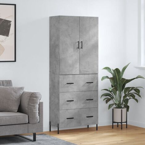 Buffet haut,Buffet de salon,Commode Meuble de rangement,Style Industriel Gris béton 69,5x34x180 cm Bois d'ingénierie VNWE705495 (1/5)