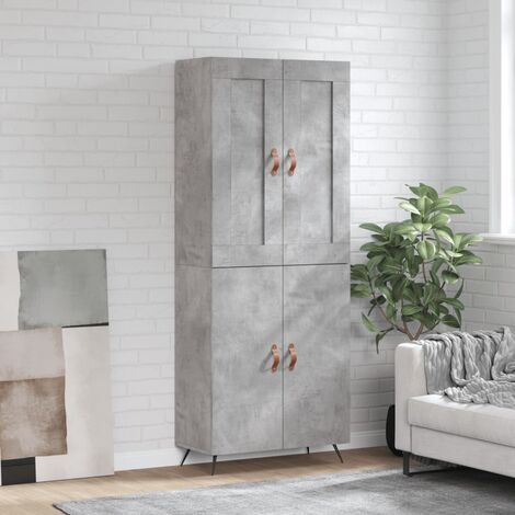 Buffet haut, Meuble de Rangement, Armoire de Cuisine Gris béton 69,5x34x180 cm Bois d'ingénierie NKK42685 (1/5)