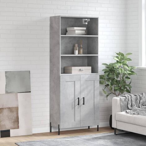 Buffet haut,Buffet de salon,Commode Meuble de rangement,Style Industriel Gris béton 69,5x34x180 cm Bois d'ingénierie VNWE162049 (1/5)