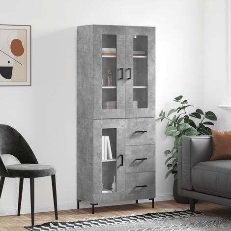 Buffet haut，Buffet de salon，Commode Meuble de rangement，Style Industriel Gris béton 69,5x34x180 cm Bois d'ingénierie VNWE396729 (1/5)