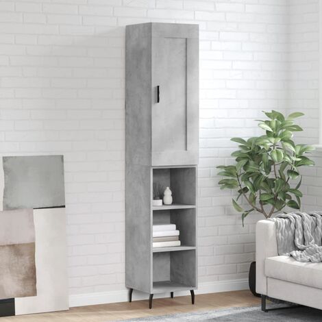 Buffet haut，Buffet de salon，Commode Meuble de rangement，Style Industriel Gris béton 34,5x34x180 cm Bois d'ingénierie VNWE368570 (1/5)