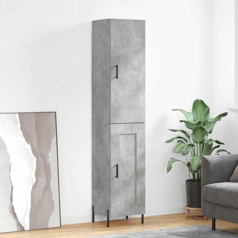 Buffet haut,Buffet de salon,Commode Meuble de rangement,Style Industriel Gris béton 34,5x34x180 cm Bois d'ingénierie VNWE855681 (1/5)