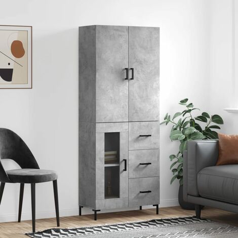 Buffet haut，Buffet de salon，Commode Meuble de rangement，Style Industriel Gris béton 69,5x34x180 cm Bois d'ingénierie VNWE151021 (1/5)