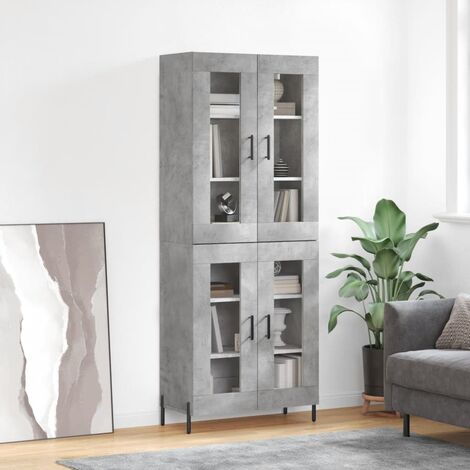Buffet haut,Buffet de salon,Commode Meuble de rangement,Style Industriel Gris béton 69,5x34x180 cm Bois d'ingénierie VNWE201621 (1/5)