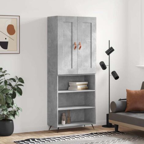 Buffet haut，Bahut，Meuble de Rangement，Buffet de cuisine Gris béton 69,5x34x180 cm Bois d'ingénierie CIV913323 (1/5)