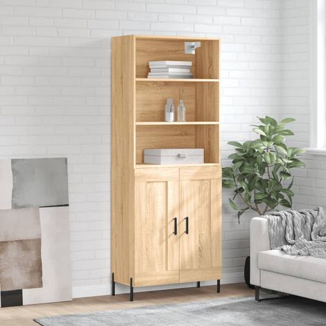 Buffet haut,Buffet de salon,Commode Meuble de rangement,Style Industriel Chêne sonoma 69,5x34x180 cm Bois d'ingénierie VNWE869388 (1/5)