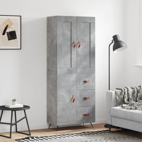 Buffet haut,Buffet de salon,Commode Meuble de rangement,Style Industriel Gris béton 69,5x34x180 cm Bois d'ingénierie VNWE493200 (1/5)