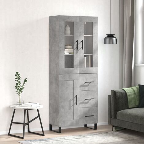 Buffet haut,Buffet de salon,Commode Meuble de rangement,Style Industriel Gris béton 69,5x34x180 cm Bois d'ingénierie VNWE302670 (1/5)