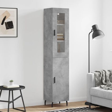 Buffet haut,Buffet de salon,Commode Meuble de rangement,Style Industriel Gris béton 34,5x34x180 cm Bois d'ingénierie VNWE170780 (1/5)