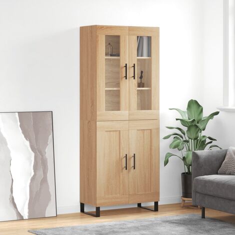 Buffet haut,Bahut, Meuble de Rangement pour Salon, Salle à Manger, Cuisine Chêne sonoma 69,5x34x180 cm Bois d'ingénierie CNEI487267 (1/5)