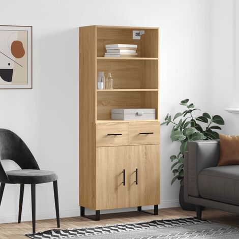 Buffet haut,Bahut,Meuble de Rangement,Buffet de cuisine Chêne sonoma 69,5x34x180 cm Bois d'ingénierie CIV295673 (1/5)