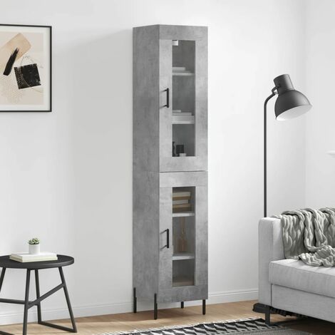 Buffet haut，Buffet de salon，Commode Meuble de rangement，Style Industriel Gris béton 34,5x34x180 cm Bois d'ingénierie VNWE302859 (1/5)