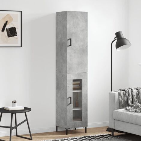 Buffet haut,Buffet de salon,Commode Meuble de rangement,Style Industriel Gris béton 34,5x34x180 cm Bois d'ingénierie VNWE926719 (1/5)
