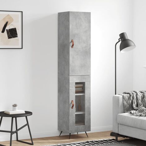 Buffet haut,Buffet de salon,Commode Meuble de rangement,Style Industriel Gris béton 34,5x34x180 cm Bois d'ingénierie VNWE946863 (1/4)