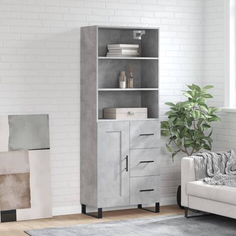 Buffet haut,Buffet de salon,Commode Meuble de rangement,Style Industriel Gris béton 69,5x34x180 cm Bois d'ingénierie VNWE742059 (1/5)