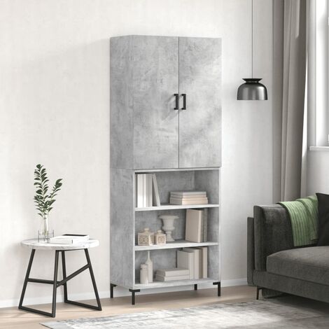 Buffet haut,Buffet de salon,Commode Meuble de rangement,Style Industriel Gris béton 69,5x34x180 cm Bois d'ingénierie VNWE949198 (1/5)