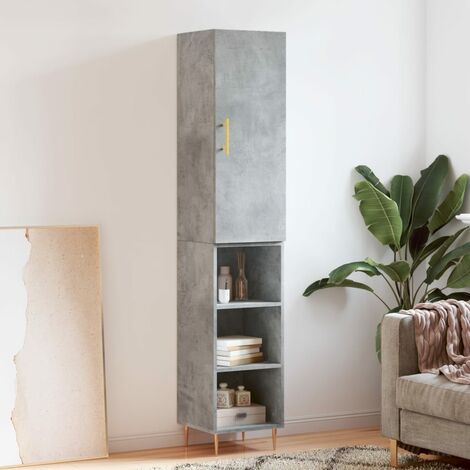 Buffet haut,Buffet de salon,Commode Meuble de rangement,Style Industriel Gris béton 34,5x34x180 cm Bois d'ingénierie VNWE962700 (1/4)