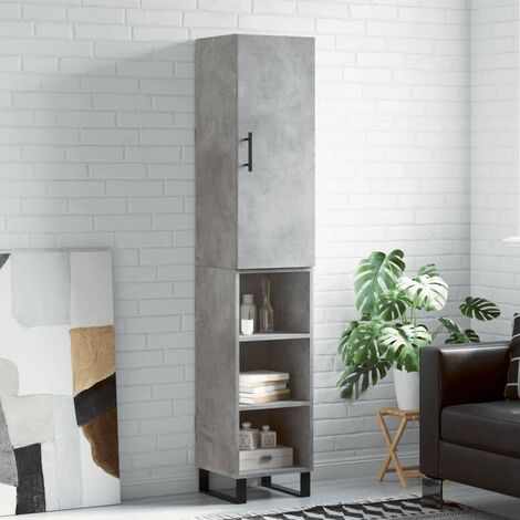 Buffet haut，Buffet de salon，Commode Meuble de rangement，Style Industriel Gris béton 34,5x34x180 cm Bois d'ingénierie VNWE557745 (1/4)