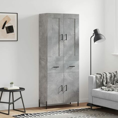 Buffet haut,Buffet de salon,Commode Meuble de rangement,Style Industriel Gris béton 69,5x34x180 cm Bois d'ingénierie VNWE366483 (1/4)