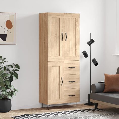 Buffet haut，Bahut，Meuble de Rangement，Buffet de cuisine Chêne sonoma 69,5x34x180 cm Bois d'ingénierie CIV725990 (1/4)