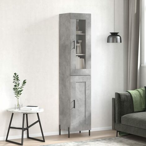 Buffet haut，Buffet de salon，Commode Meuble de rangement，Style Industriel Gris béton 34,5x34x180 cm Bois d'ingénierie VNWE256440 (1/5)