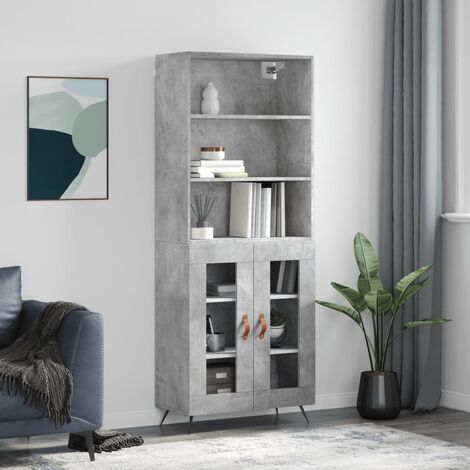 Buffet haut,Buffet de salon,Commode Meuble de rangement,Style Industriel Gris béton 69,5x34x180 cm Bois d'ingénierie VNWE603676 (1/5)