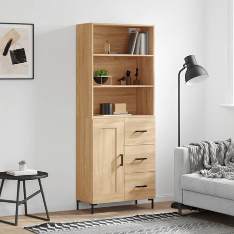 Buffet haut,Buffet de salon,Commode Meuble de rangement,Style Industriel Chêne sonoma 69,5x34x180 cm Bois d'ingénierie VNWE690876 (1/5)