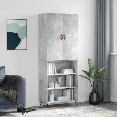 Buffet haut,Buffet de salon,Commode Meuble de rangement,Style Industriel Gris béton 69,5x34x180 cm Bois d'ingénierie VNWE255303 (1/5)