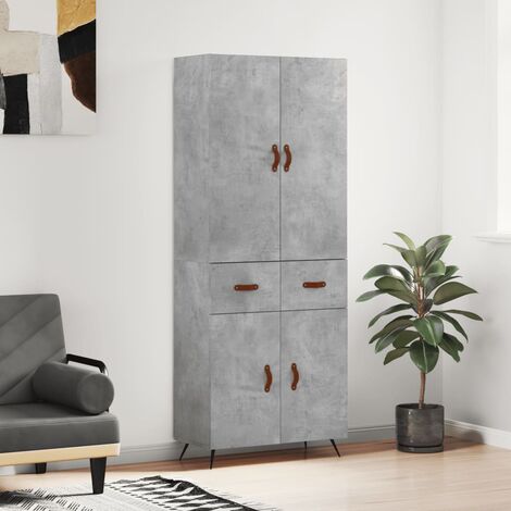 Buffet haut,Buffet de salon,Commode Meuble de rangement,Style Industriel Gris béton 69,5x34x180 cm Bois d'ingénierie VNWE834574 (1/5)