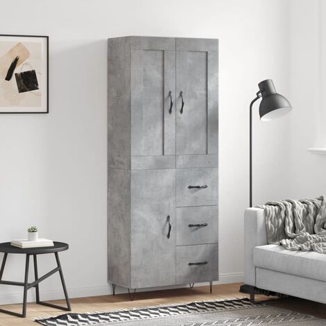Buffet haut,Buffet de salon,Commode Meuble de rangement,Style Industriel Gris béton 69,5x34x180 cm Bois d'ingénierie VNWE733042 (1/5)
