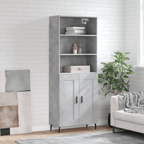 Buffet haut,Buffet de salon,Commode Meuble de rangement,Style Industriel Gris béton 69,5x34x180 cm Bois d'ingénierie VNWE553862 (1/5)