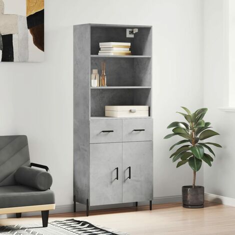Buffet haut,Buffet de salon,Commode Meuble de rangement,Style Industriel Gris béton 69,5x34x180 cm Bois d'ingénierie VNWE697925 (1/4)