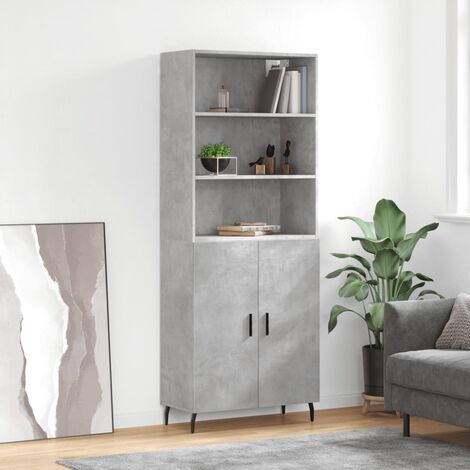 Buffet haut,Buffet de salon,Commode Meuble de rangement,Style Industriel Gris béton 69,5x34x180 cm Bois d'ingénierie VNWE958613 (1/5)