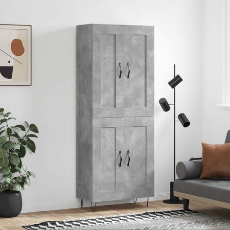 Buffet haut,Buffet de salon,Commode Meuble de rangement,Style Industriel Gris béton 69,5x34x180 cm Bois d'ingénierie VNWE888365 (1/5)