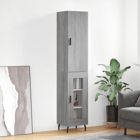 Buffet haut，Buffet de salon，Commode Meuble de rangement，Style Industriel Sonoma gris 34,5x34x180 cm Bois d'ingénierie VNWE808509 (1/5)