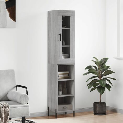Buffet haut,Buffet de salon,Commode Meuble de rangement,Style Industriel Sonoma gris 34,5x34x180 cm Bois d'ingénierie VNWE101782 (1/5)