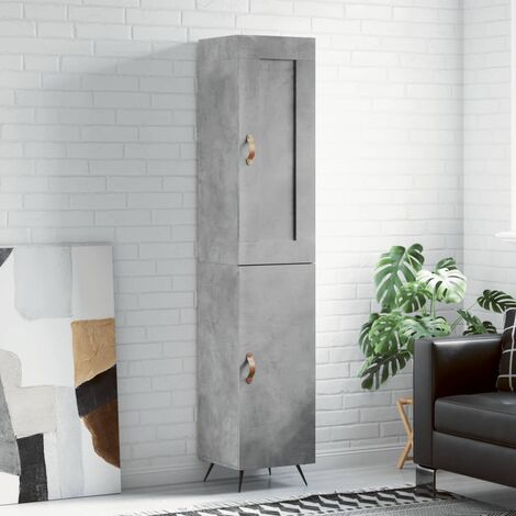Buffet haut,Buffet de salon,Commode Meuble de rangement,Style Industriel Gris béton 34,5x34x180 cm Bois d'ingénierie VNWE467228 (1/4)
