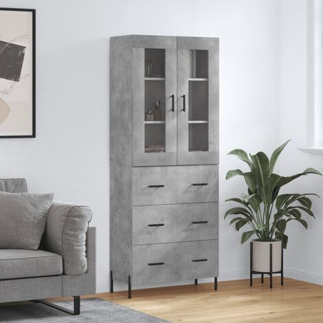 Buffet haut,Buffet de salon,Commode Meuble de rangement,Style Industriel Gris béton 69,5x34x180 cm Bois d'ingénierie VNWE785616 (1/5)